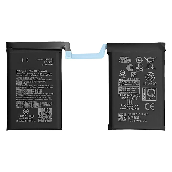 Clappio Batterie interne pour Asus Rog Phone 7 6000mAh C21P2101 Noir