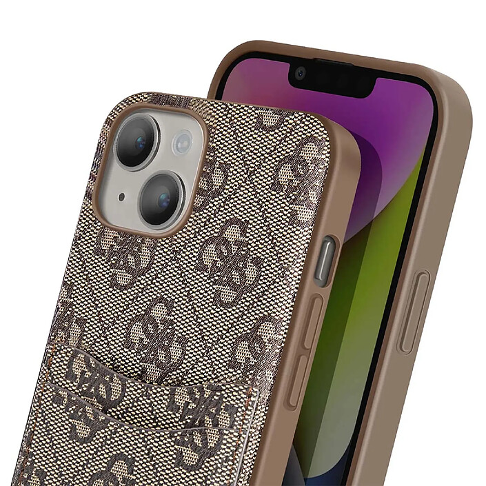 Acheter Guess Coque pour Apple iPhone 14 PU 4G Porte-cartes Marron