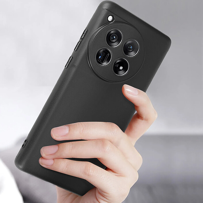 Avizar Coque pour OnePlus 12 5G Caméra Protégée Silicone Mat Fin Noir pas cher