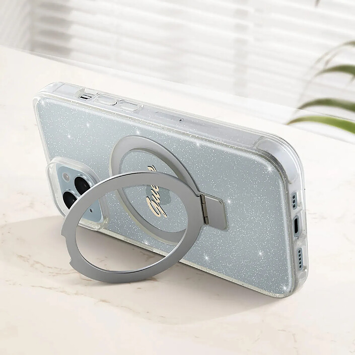 Acheter Guess Coque Magsafe pour Apple iPhone 15 TPU Ring Stand Transparent