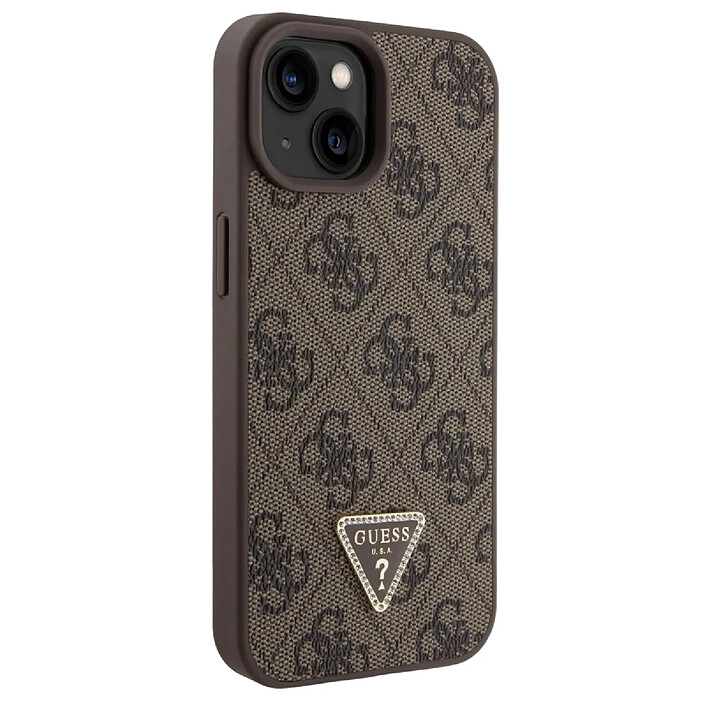 Avis Guess Coque pour Apple iPhone 15 Plus Triangle Strass 4G Marron