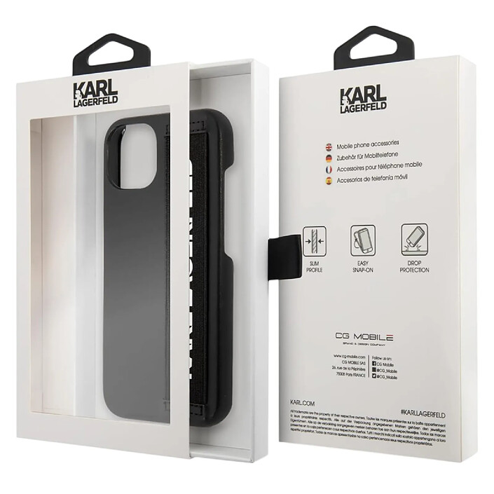 Karl Lagerfeld Coque pour Apple iPhone 13 Elastic Strap Noir pas cher