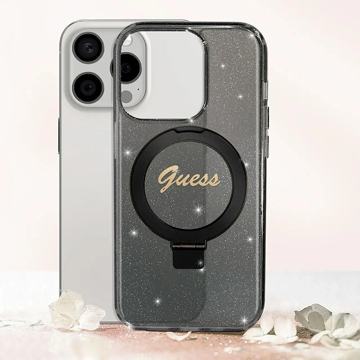 Acheter Guess Coque Magsafe pour Apple iPhone 15 Pro Max TPU Ring Stand Noir