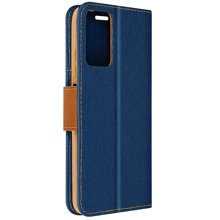 Avizar Étui pour Xiaomi Redmi Note 12S Tissu Portefeuille Support Vidéo Bleu nuit