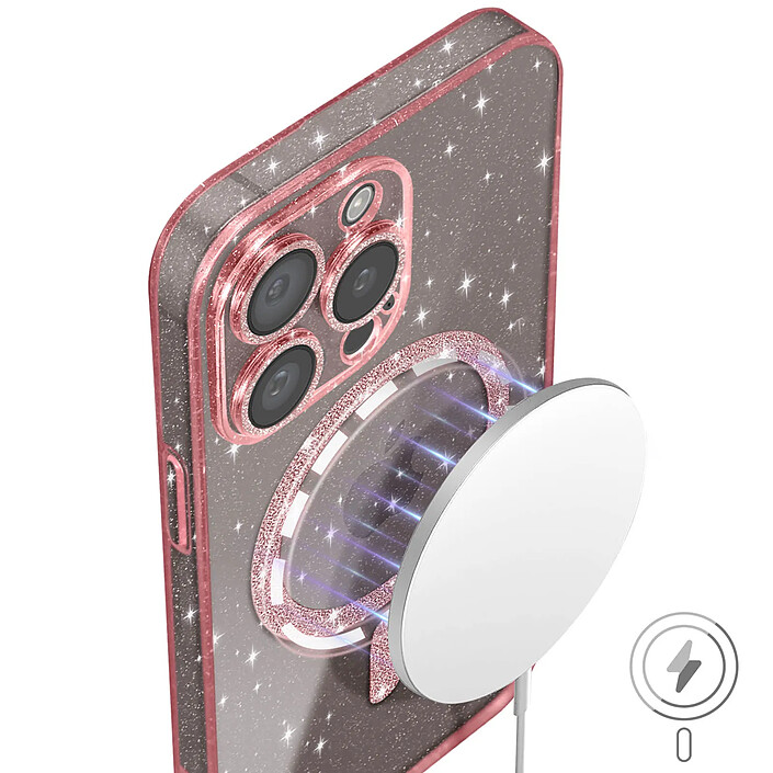 Acheter Avizar Coque MagSafe pour iPhone 15 Pro Max Silicone Pailleté Rose champagne