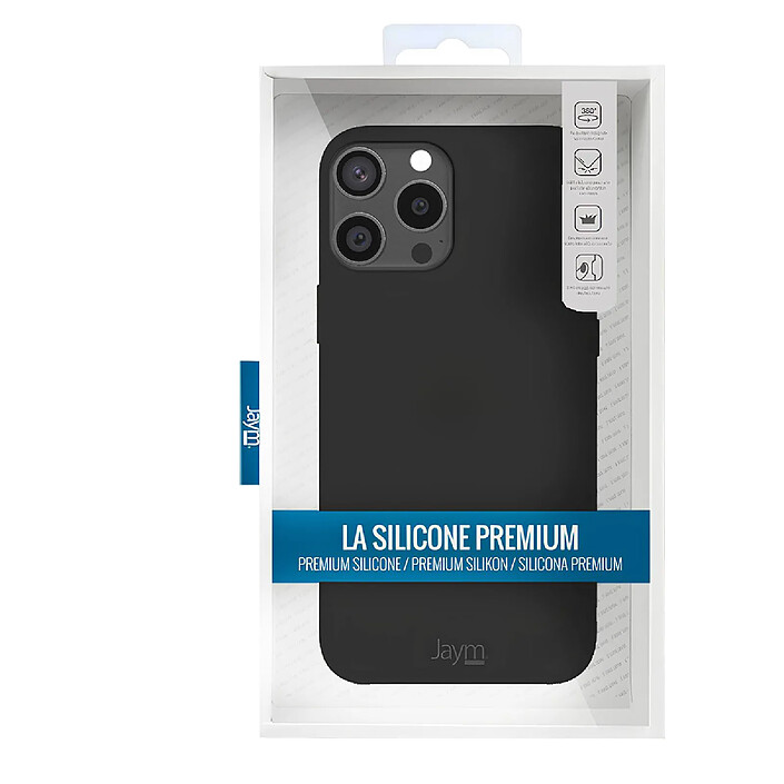 Jaym Coque Magsafe pour Apple iPhone 15 Pro Premium Silicone Microfibre Noir