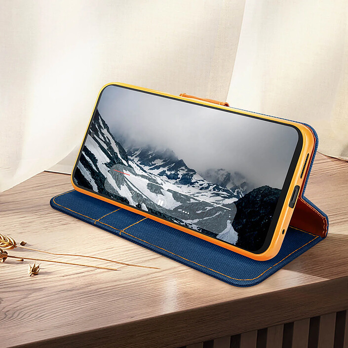 Acheter Avizar Étui pour Xiaomi Redmi Note 12S Tissu Portefeuille Support Vidéo Bleu nuit