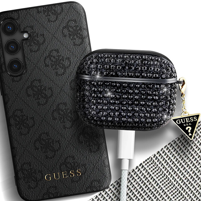 Acheter Guess Coque pour Airpods 3 4G Diamond avec Charm Triangle Scintillant Ornée de Strass Noir