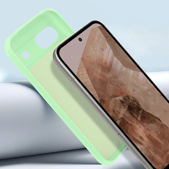 Avizar Coque pour Google Pixel 8A Silicone Finition Soft-touch avec Dragonne Vert pâle pas cher