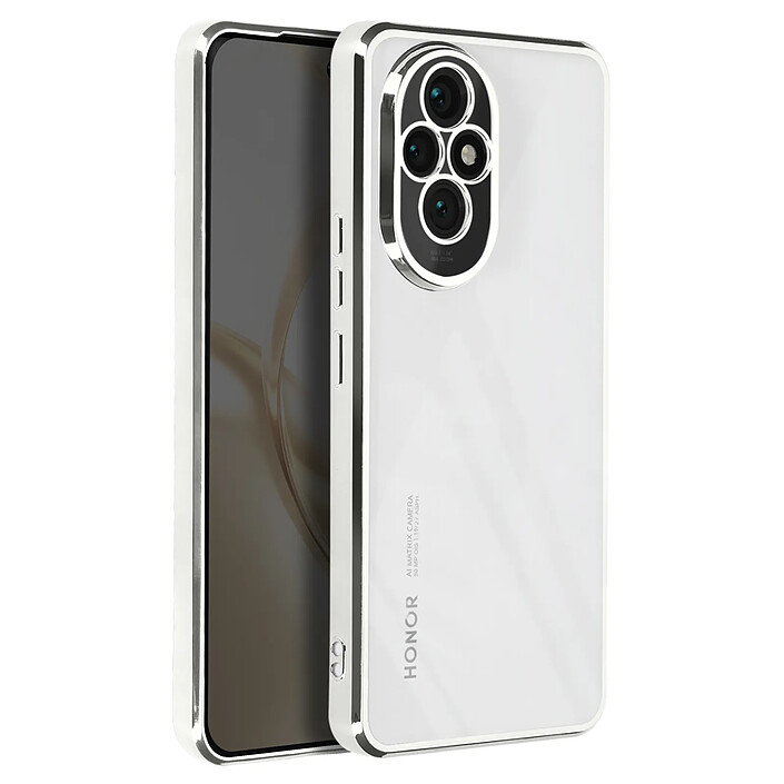 Avizar Coque pour Honor 200 Pro Dos Transparent Contour effet Chromé Argent