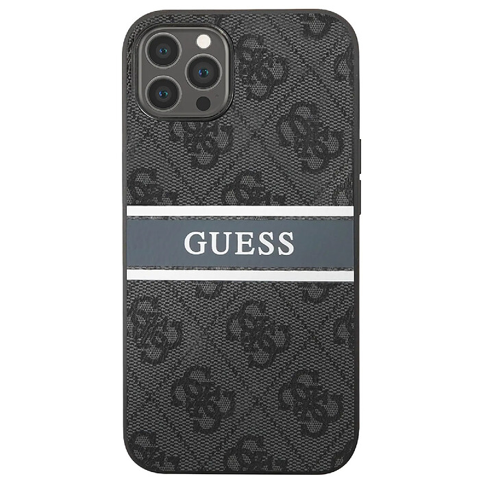 Guess Coque pour Apple iPhone 13 Pro PU 4G Stripe Gris