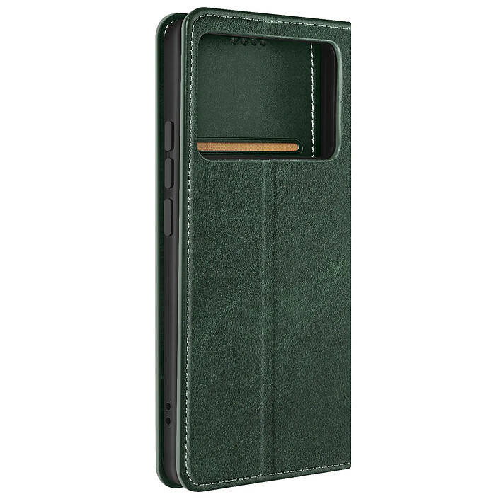 Avizar Housse portefeuille pour Xiaomi Poco X6 Pro Clapet magnétique support Vert foncé