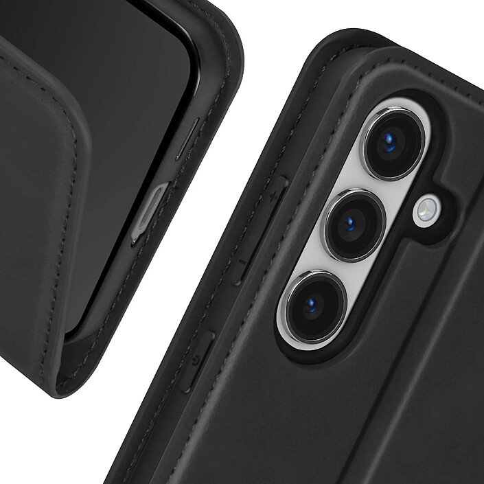 Avizar Étui pour Samsung S24 et S25 Clapet Portefeuille et Support Vidéo Noir pas cher