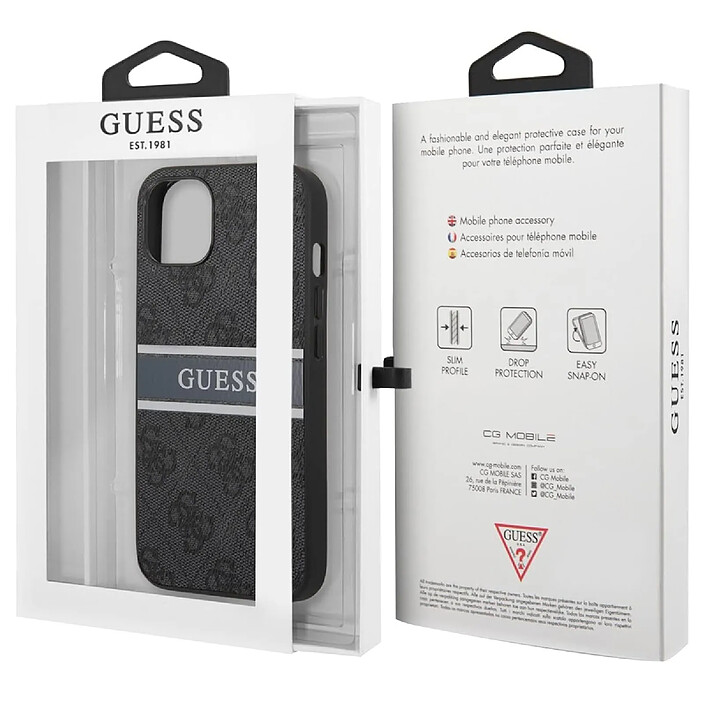 Guess Coque pour Apple iPhone 13 Mini PU 4G Stripe Gris pas cher