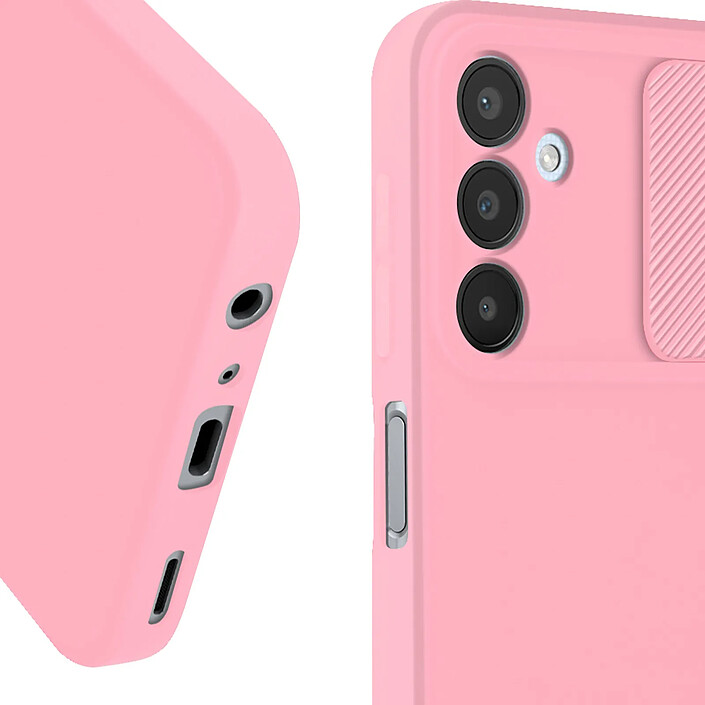 Avizar Coque pour Samsung Galaxy A25 5G Silicone Cache Caméra Coulissant Rose clair pas cher