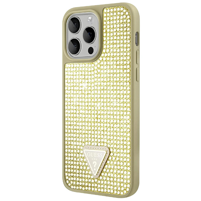 Guess Coque pour Apple iPhone 15 Pro Max Triangle Diamond Dorée