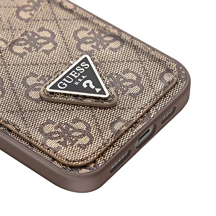 Guess Coque pour Apple iPhone 14 PU 4G Porte-cartes Marron pas cher