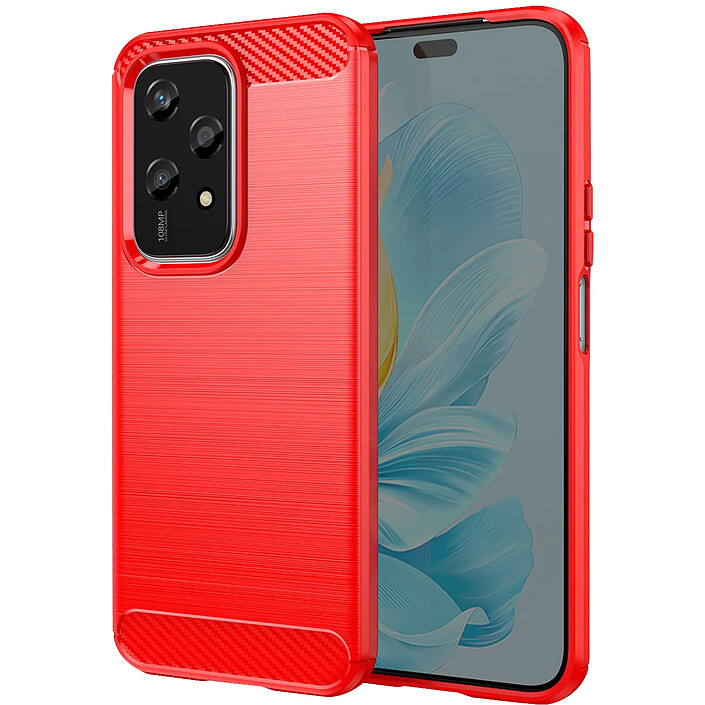 Avizar Coque pour Honor 200 Lite Protection Souple Effet Carbone et Brossé Rouge