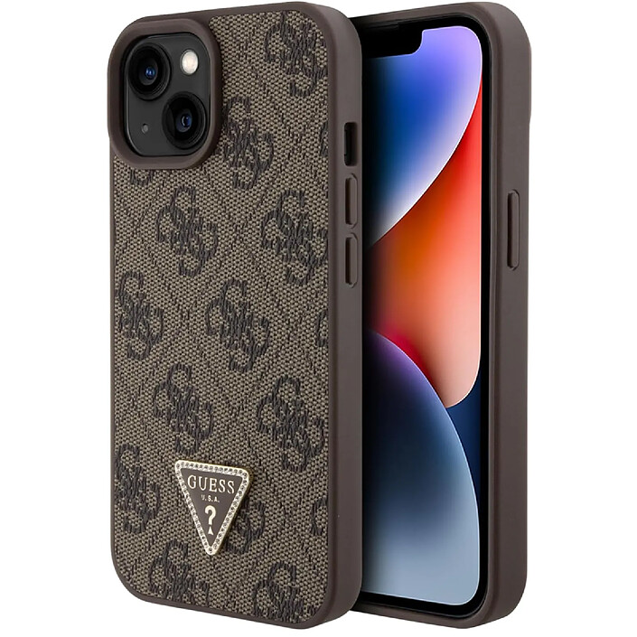 Acheter Guess Coque pour Apple iPhone 15 Plus Triangle Strass 4G Marron