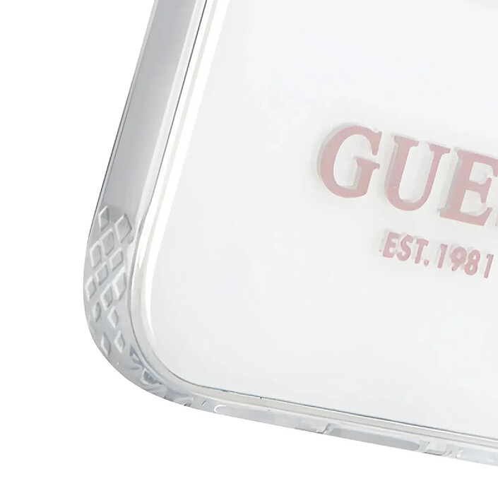 Guess Coque Magsafe pour Apple iPhone 14 TPU Gold Outline Transparent pas cher
