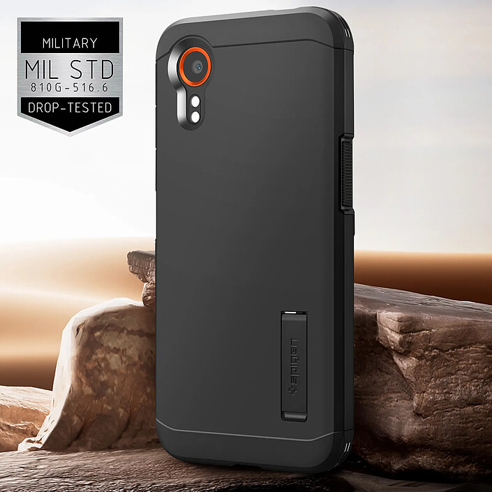 Avis Spigen Coque pour Samsung Xcover 7 Multicouche Antichoc Béquille Support Noir