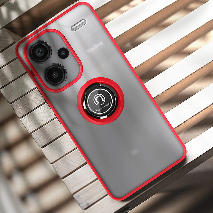 Avizar Coque pour Redmi Note 13 Pro Plus Bague Métallique Fonction Support Rouge pas cher