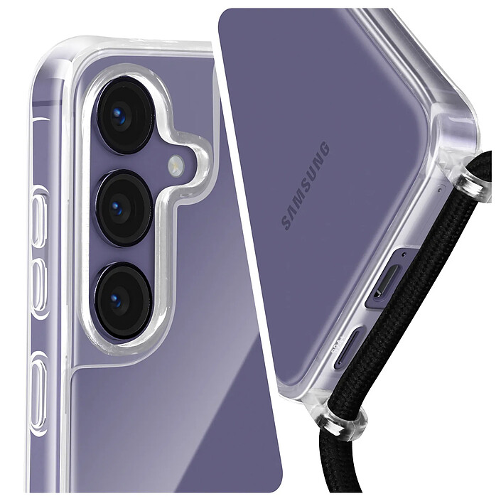 Avizar Coque pour Samsung S24 Plus Silicone Antichoc avec Cordon Tressé 70cm pas cher