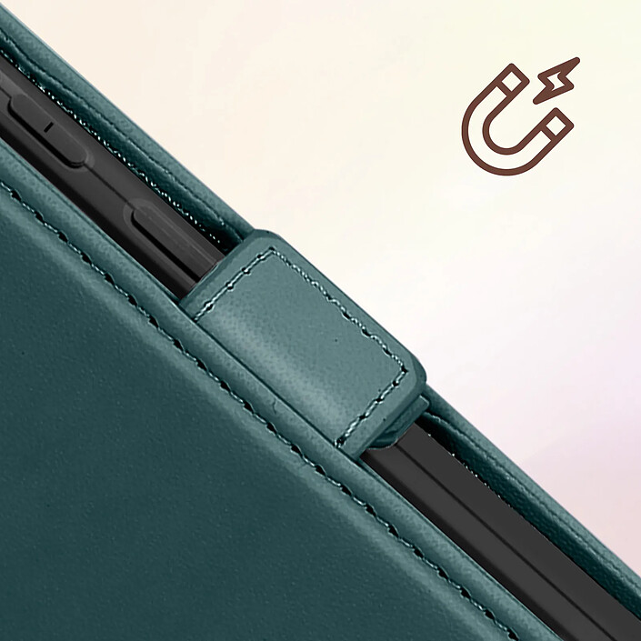 Avizar Étui pour Samsung A55 Simili Cuir Portefeuille Double Fermoir Aimanté Vert foncé pas cher
