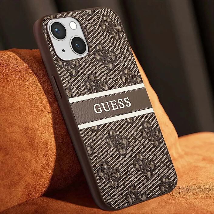 Acheter Guess Coque pour Apple iPhone 13 Mini PU 4G Stripe Marron