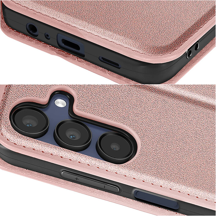 Avizar Étui pour Samsung Galaxy A15 Porte-carte Support Vidéo Rose champagne pas cher