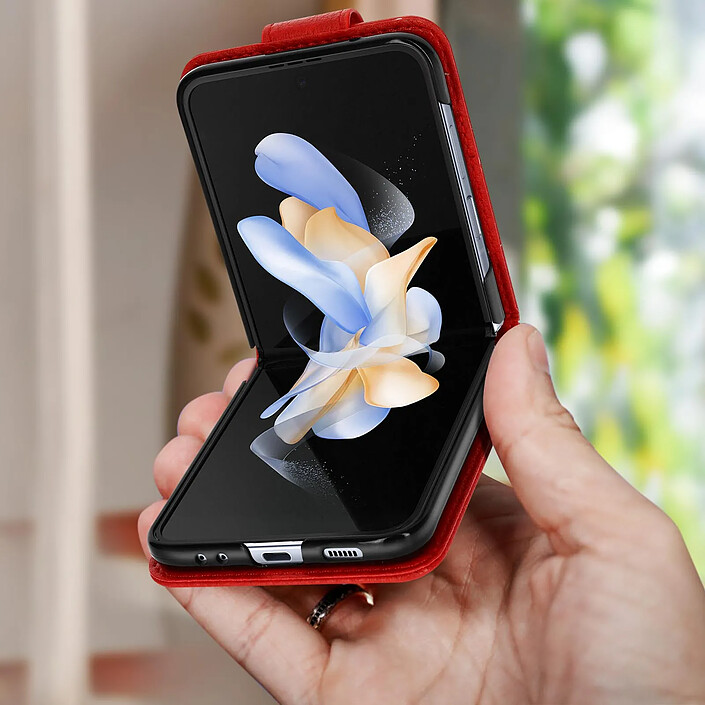 Acheter Avizar Coque pour Samsung Z Flip 4 Clapet avec Languette Magnétique Rouge