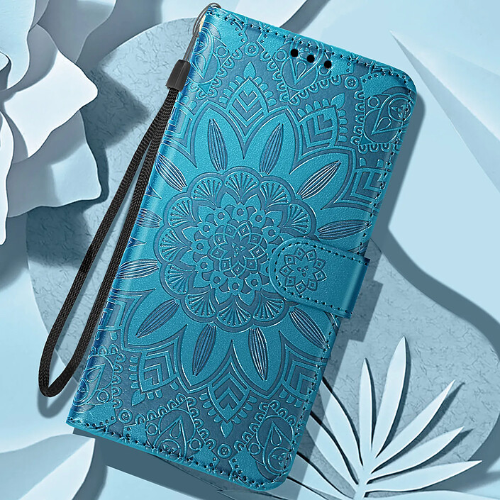 Étui Portefeuille Fleurs Mandala Pour Xiaomi Redmi Note 13 4G - Bleu - Neuf