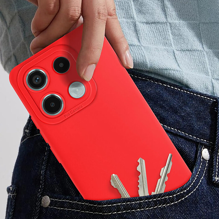 Avis Avizar Coque pour Redmi Note 13 Pro 5G en Silicone Souple avec Renfort Bloc Caméra Rouge