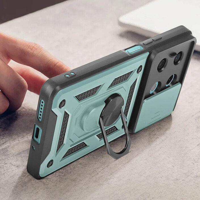 Avizar Coque pour Redmi Note 13 5G Bague Support Cache caméra coulissant Vert pâle pas cher