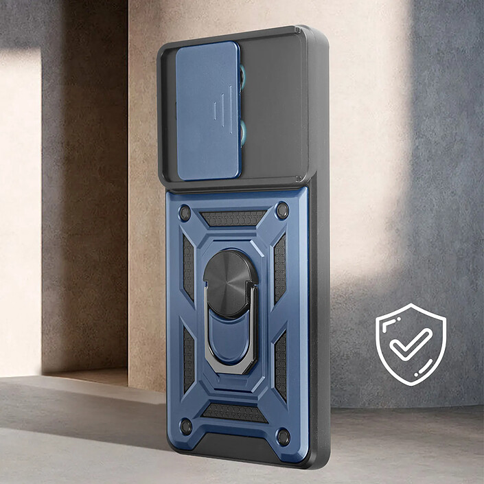 Avis Avizar Coque pour Redmi Note 13 5G Bague Support Cache caméra coulissant Bleu nuit