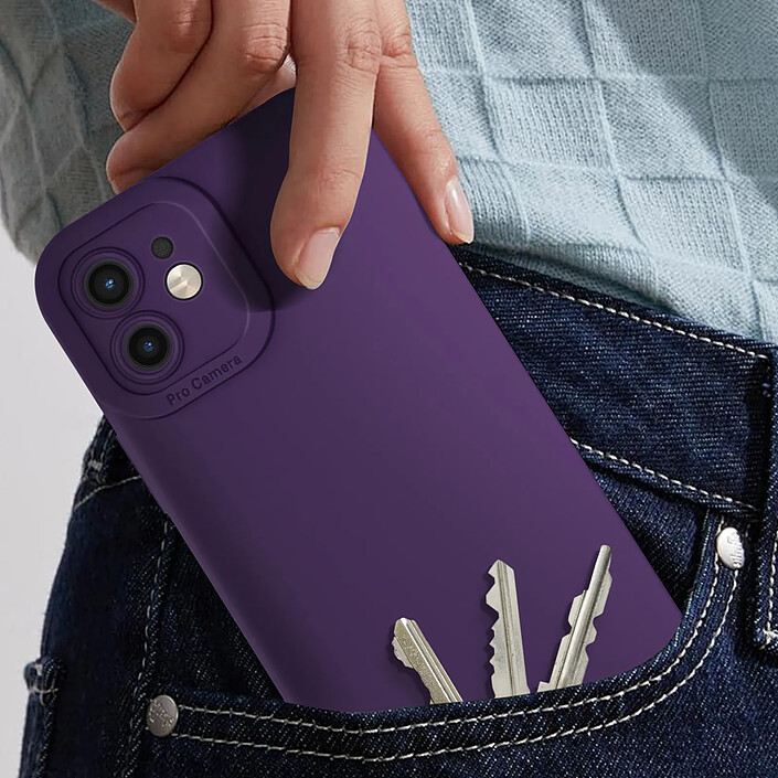 Avis Avizar Coque pour iPhone 12 Silicone Mat Protection Caméra Violet foncé
