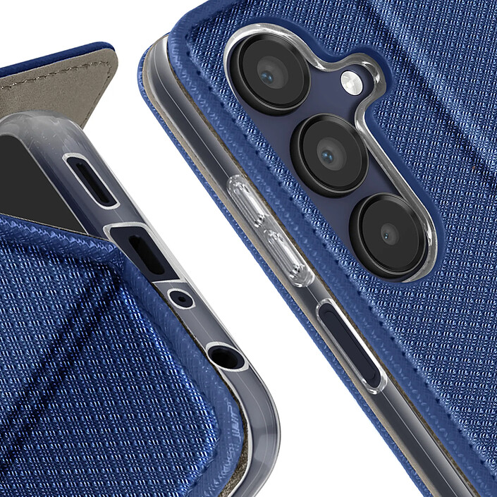 Acheter Avizar Étui pour Samsung A15 Effet Granulé Porte carte Support Vidéo Bleu nuit