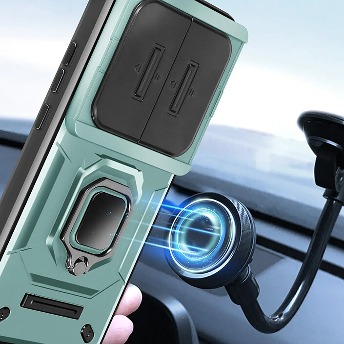 Avizar Coque pour Xiaomi 14 Ultra Bague Support Cache Caméra Coulissant Vert pâle pas cher