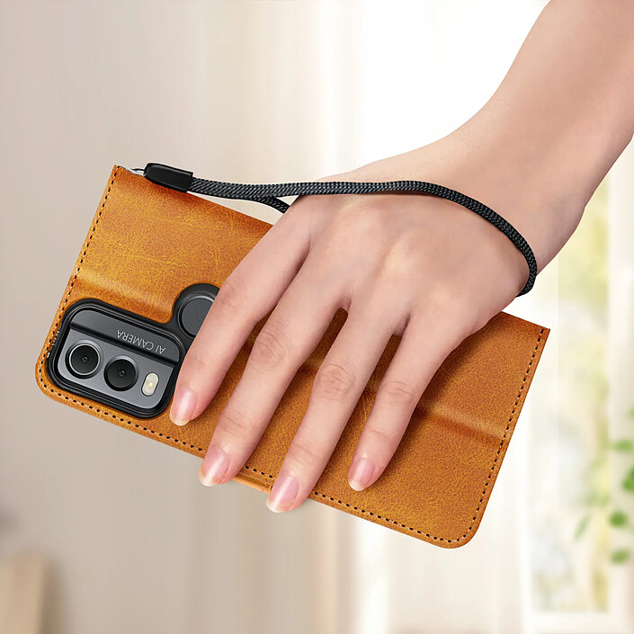 Acheter Avizar Étui pour Nokia C22 Dragonne Clapet Support Portefeuille Marron clair