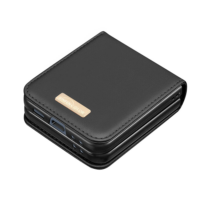Avizar Coque pour Samsung Galaxy Z Flip 6 Dos Cuir Vegan Intérieur Rigide Noir pas cher