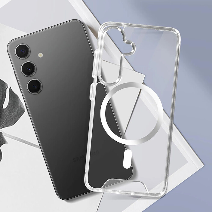Avizar Coque MagSafe pour Samsung S24 Antichoc MIL-STD-810G Coins Renforcés Transparent pas cher
