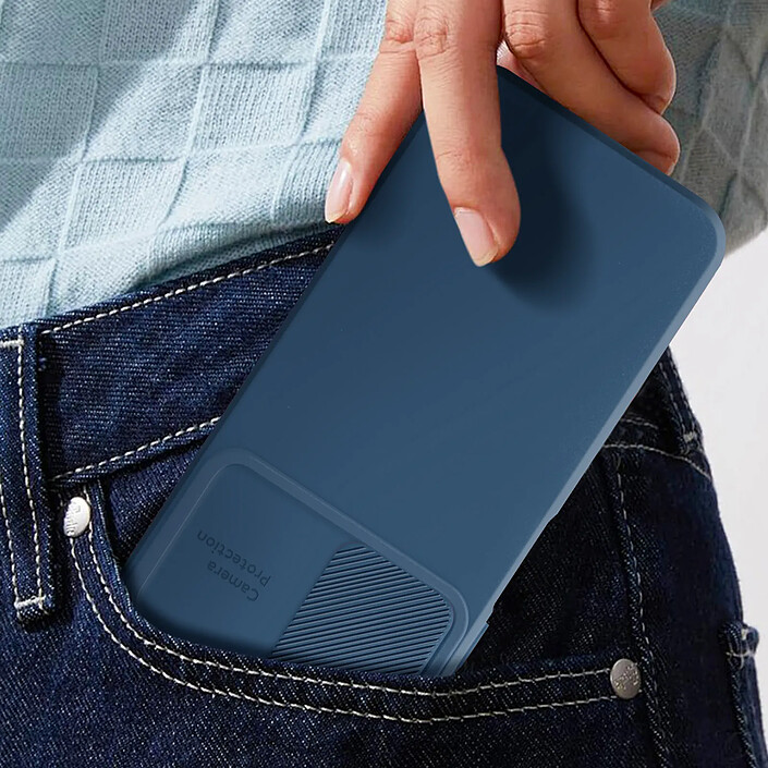 Acheter Avizar Coque pour Samsung Galaxy A25 5G Silicone Cache Caméra Coulissant Bleu nuit