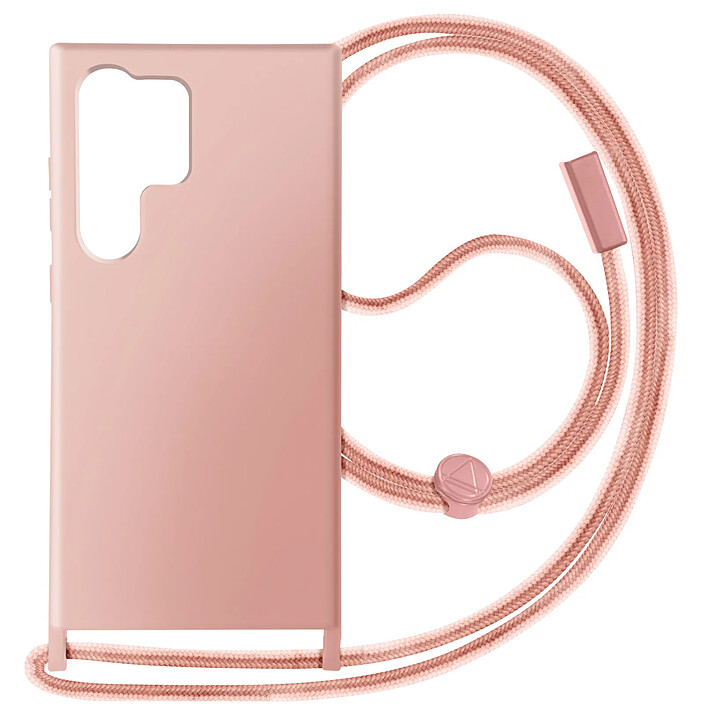 Avizar Coque Cordon Semi-Rigide pour Samsung Galaxy S24 Ultra Rose clair