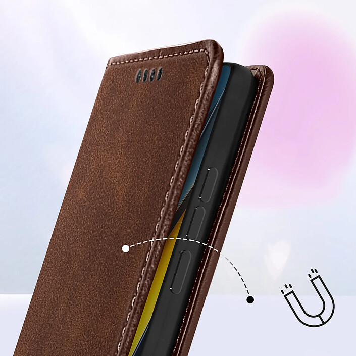 Acheter Avizar Housse portefeuille pour Xiaomi Poco X6 Pro Clapet magnétique support Marron foncé