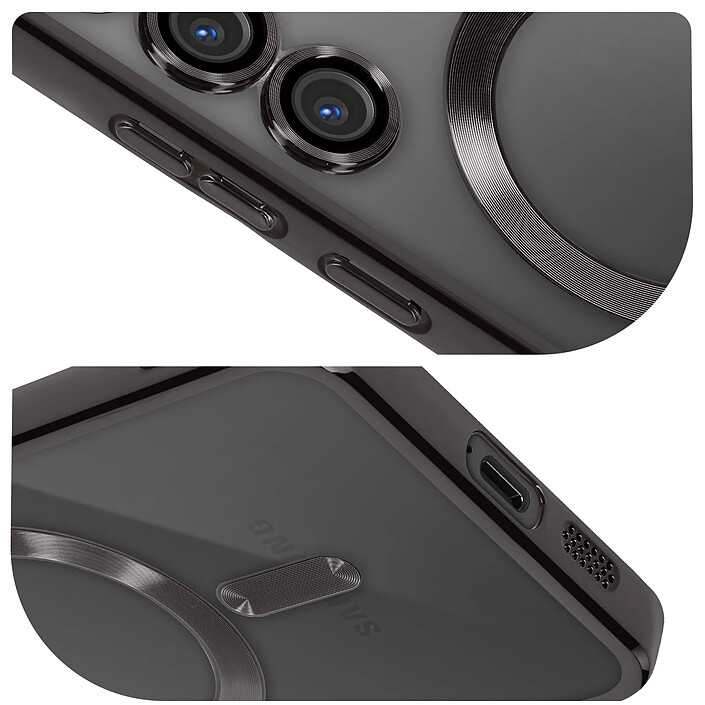 Avizar Coque MagSafe pour Samsung Galaxy S24 Plus Silicone Contour Chromé pas cher