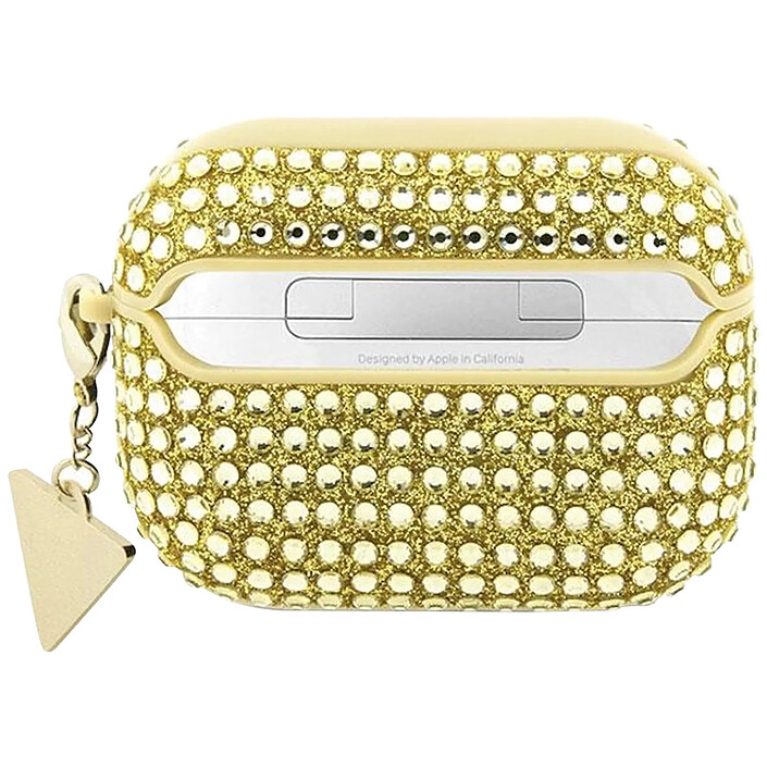 Guess Coque pour Airpods Pro 4G Diamond avec Charm Triangle Scintillant Ornée de Strass Dorée pas cher