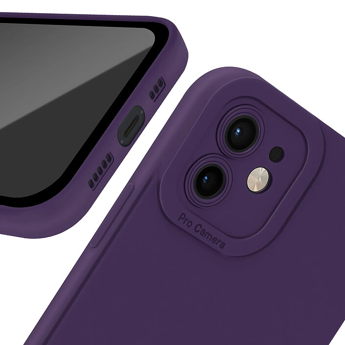 Avizar Coque pour iPhone 12 Silicone Mat Protection Caméra Violet foncé pas cher