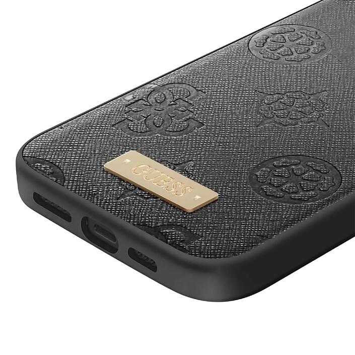 Acheter Guess Coque Magsafe pour Apple iPhone 13 Pro Max PU Peony Metal Plate Noir