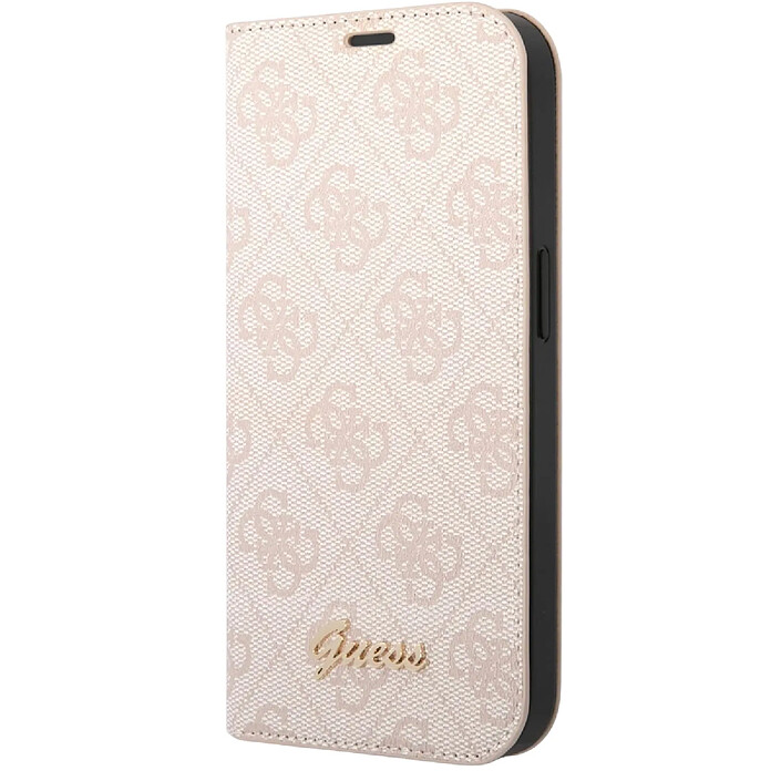 Guess Étui Folio pour iPhone 14 Pro Max Imprimé 4G Tendance Rose