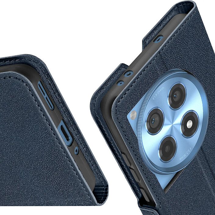 Avizar Étui pour OnePlus 12 5G Porte-carte Support Vidéo Design Fin Bleu nuit pas cher